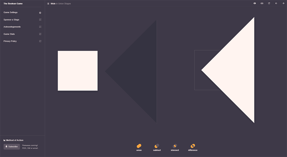 The Boolean Game - A puzzle game to learn about boolean operations in vector graphics