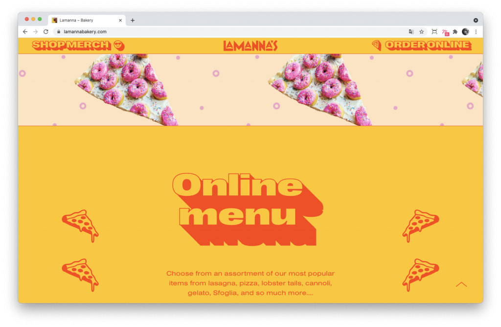Screenshoot du site Lamanna's Bakery